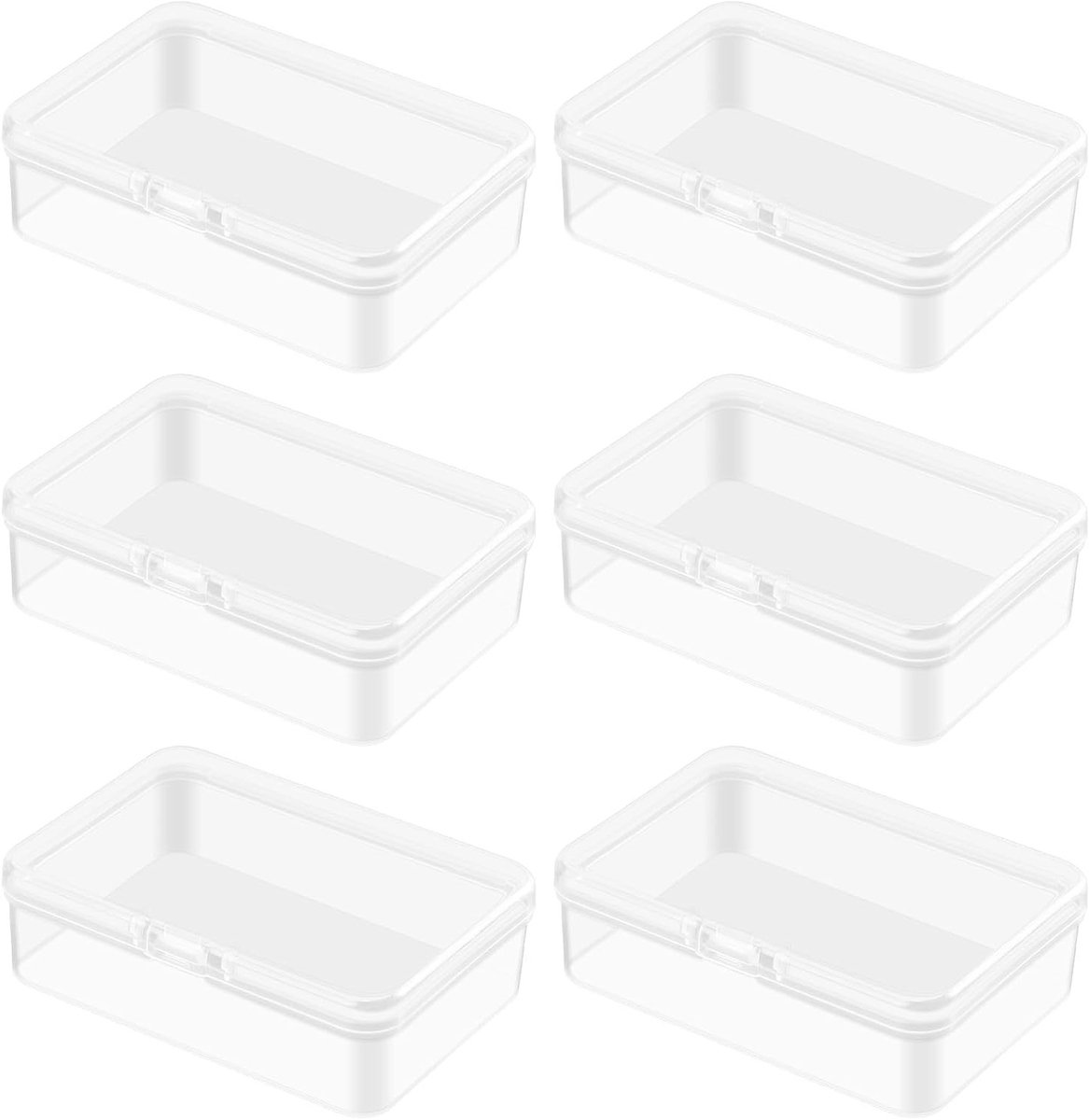Set van 6 Transparante Plastic Opbergdozen met Deksel - Mini Dozen voor Knutselaccessoires, Sieraden en Kleine Onderdelen