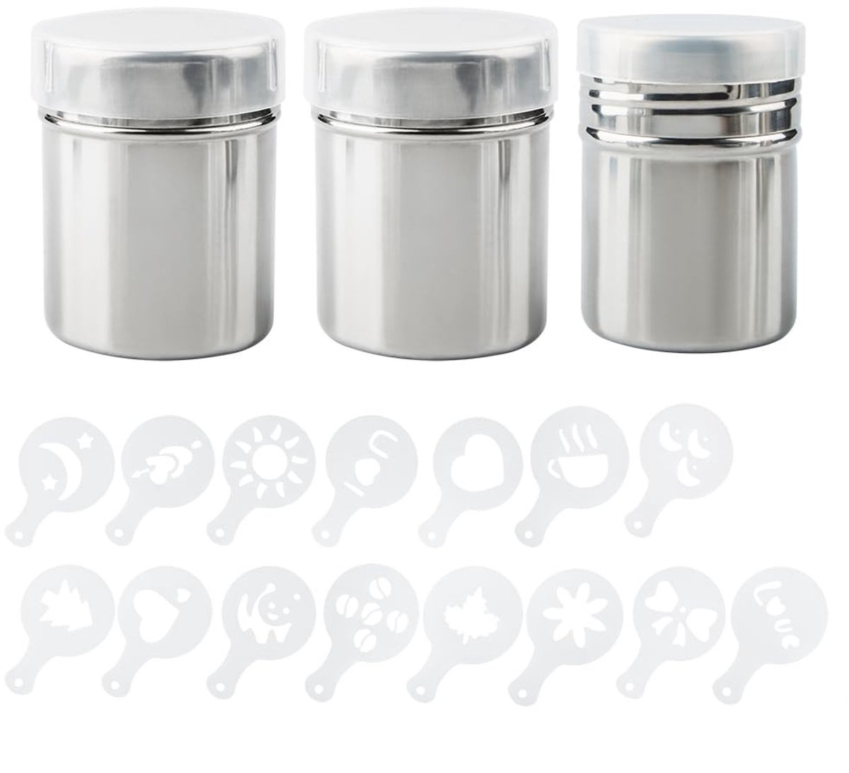 Store_9 - Poeder Shaker - Poeder Dredger - Voor Icing en Specerijen - 3 Pack - Met Mallen en Gaas - Geschikt voor Keuken en Restaurant - 260 Grams