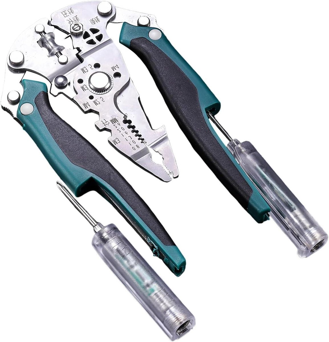 Draadstripper Tang - Kabelsnijder Krimptang - Elektrisch Onderhoud - Met Stroommeetfunctie - 25 cm - Groen