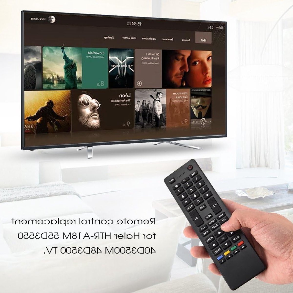 Vervangende afstandsbediening voor Haier TV - Geschikt voor HTR-A18M, 55D3550, 40D3500M en 48D3500 - Tot 10 meter bereik, eenvoudig in gebruik en betrouwbaar
