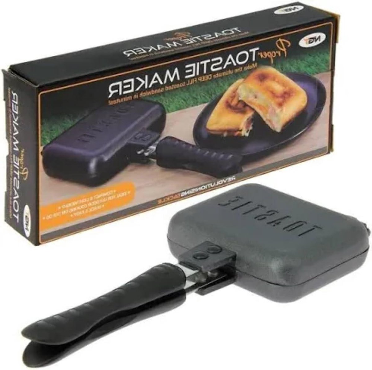 Toastie Maker - Sandwichijzer Panini Grill - Kamperen Vissen - Diepe Vulling - 450 g - Rood
