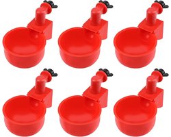 EGoods - Automatische drinkbakken voor kippen en ander gevogelte - Set van 6 - Rood met 3/8 inch diameter - Waterbekers voor kippen, eenden, vogels en kalkoenen.