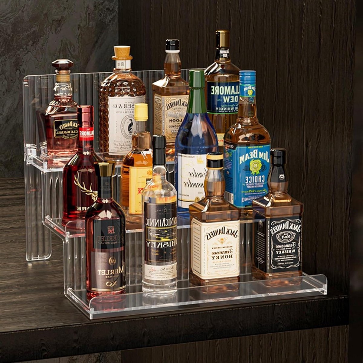 Stapelbaar Flessenrek - Drank Organizer - Keuken Ordenen - Ladder Stapelbaar Ontwerp - 17.9 x 17.5 x 14.5 cm - Transparant