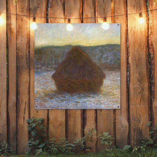 Toile de jardin Meule de foin (dégel, coucher de soleil) - Claude Monet - 100x100 cm