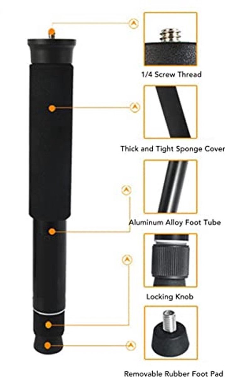 Camera Monopod, 8 Sectie Lichtgewicht Uittrekbare Monopod, Camera Selfie Stick Aluminium Fotografie Monopod voor Wandelen Kamperen