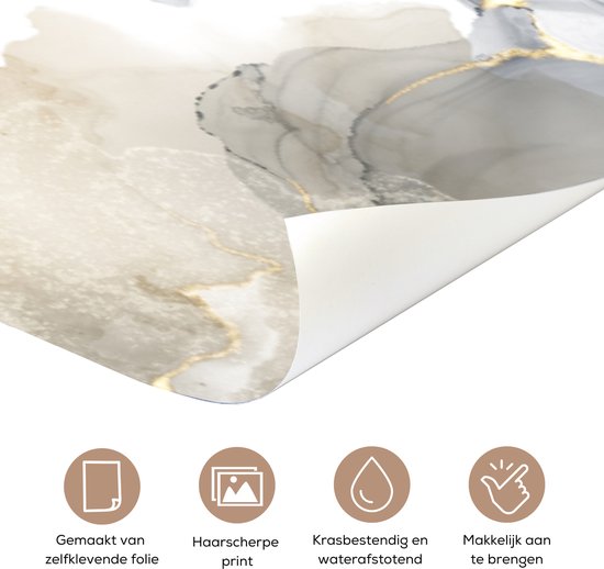 Sticker mural effet marbre - Or - Zwart - 75 x 205 cm - Affiche de porte
