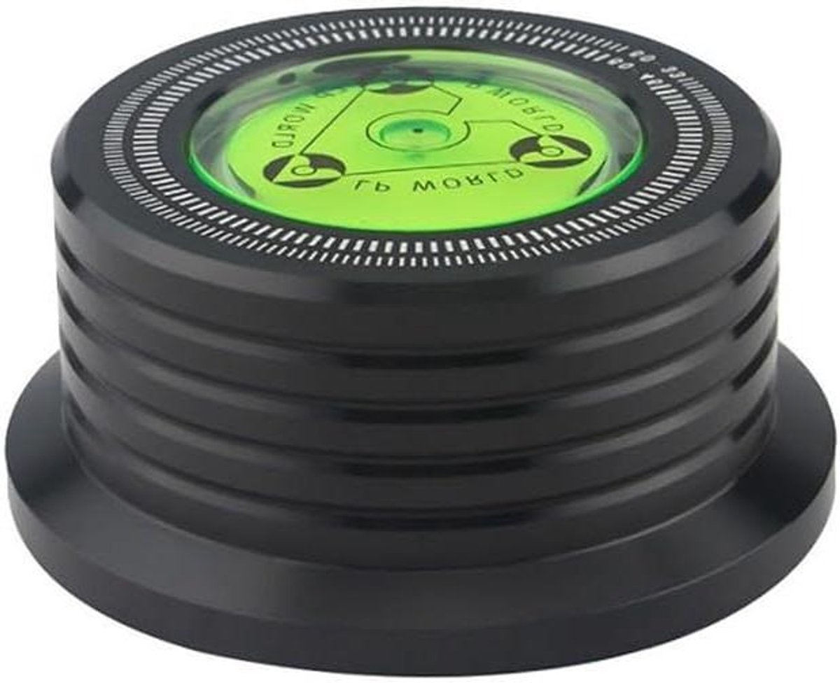 Platenspeler Stabilisator - Recordgewicht Waterpas - Verbeter Geluidskwaliteit - Ingebouwde Waterpas - 7 mm Spindel - Zwart