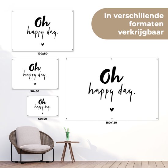 Affiche de jardin - Été - Citations - Oh happy day - Dictons - Jardin - 90x60 cm - Décoration murale - Toile de jardin - Texte d'affiche de jardin