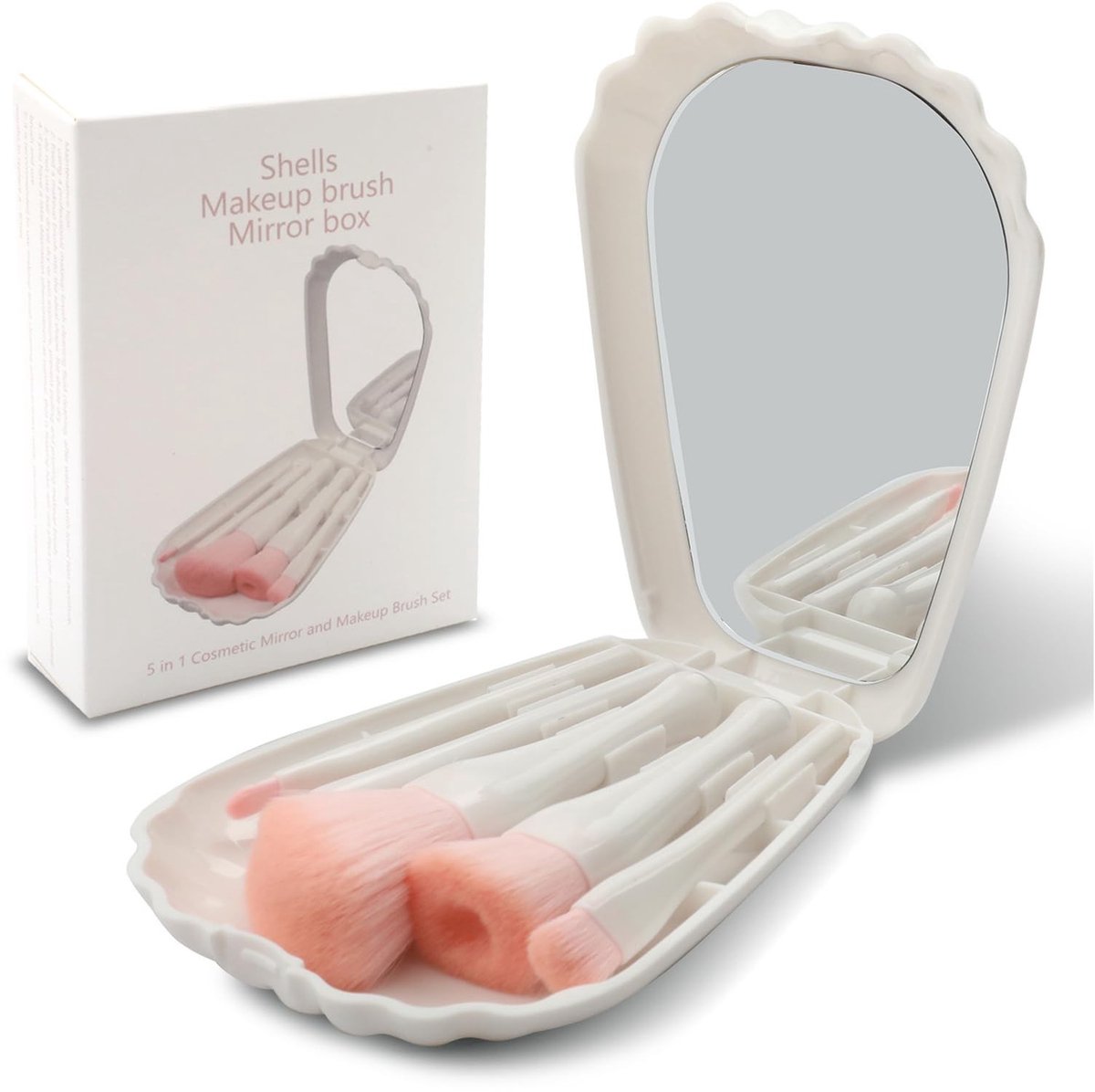 Dailygoods - Draagbare Make-up Kwastenset met Schelpvormige Etui