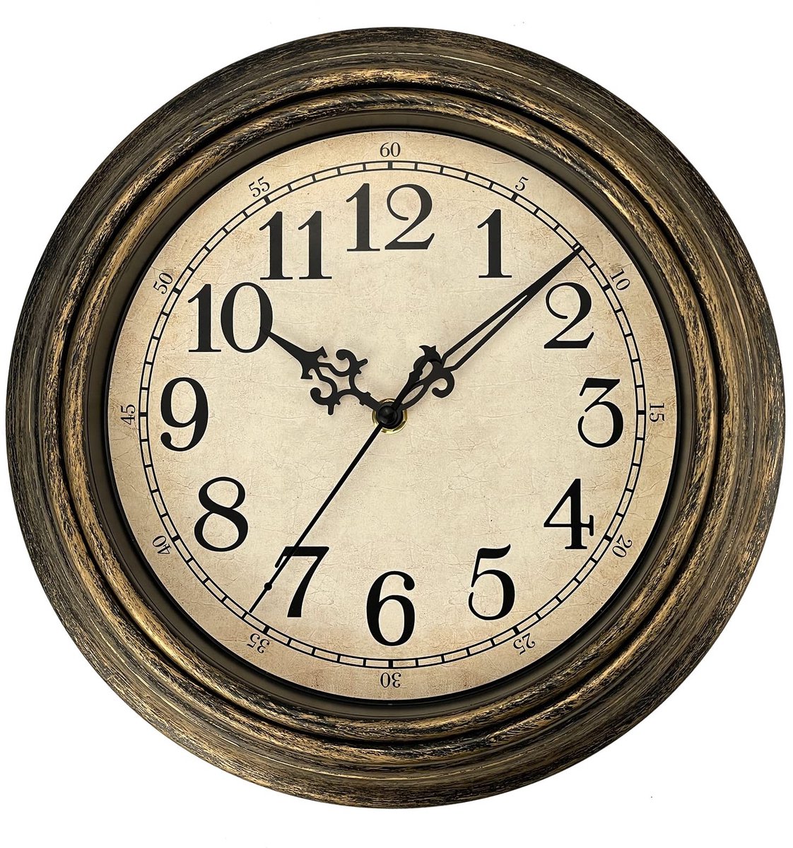 Dailygoods - Dailygoody - Retro Wandklok - Niet-tikkende Wandklok - Stijlvol en Decoratief - Bruin - Klassieke Klok - Perfect voor Keuken en Woonkamer - 30cm