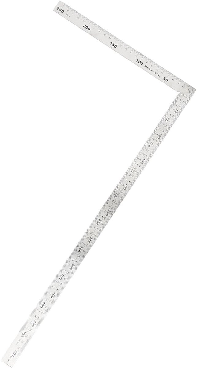 Dailygoods - Dailygoody - Timmermansvierkant met Aanslag - 90 Graden Try-Vierkant - Roestvrij Staal - 500 mm x 250 mm - Precisie en Duurzaamheid - Geschikt voor Ho