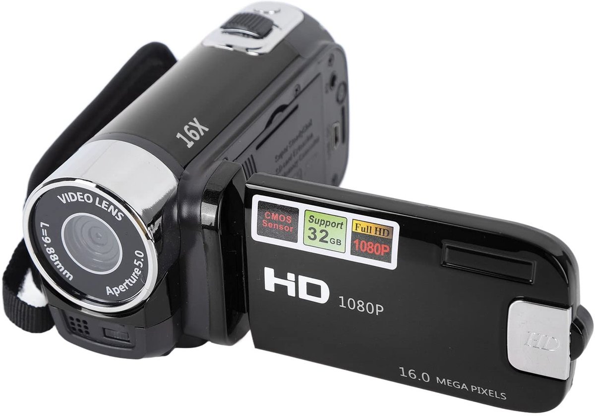 Dailygoods - Dailygoody - Videocamera - 16 MP - Draaibaar Scherm - Zwart - Vloggingcamera - Ideaal voor Reizen en Huwelijk - Compact model