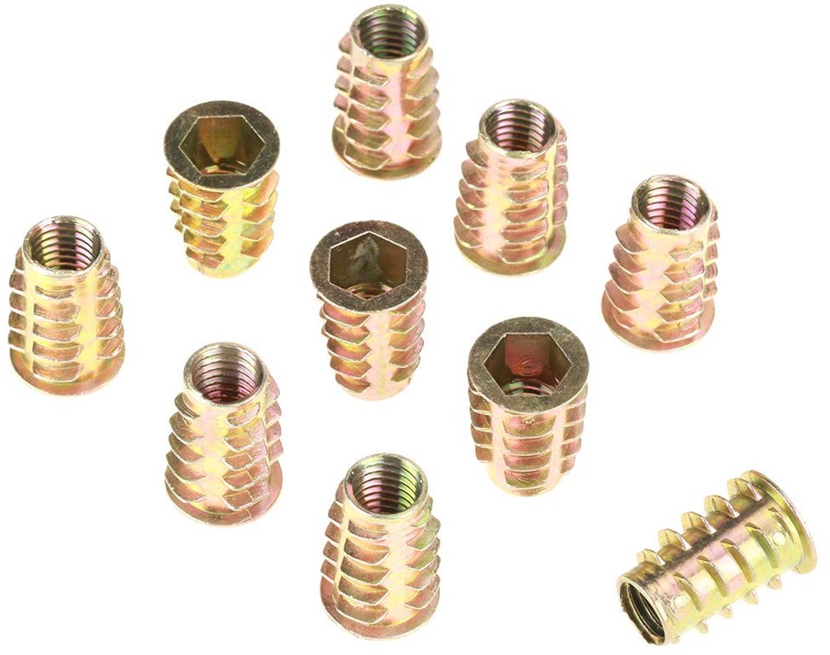 Dailygoody - Inbusschroefmoeren - M10 - Duurzaam - 10 stuks - Zinklegering - Voor hout en plaatmateriaal - Meubels