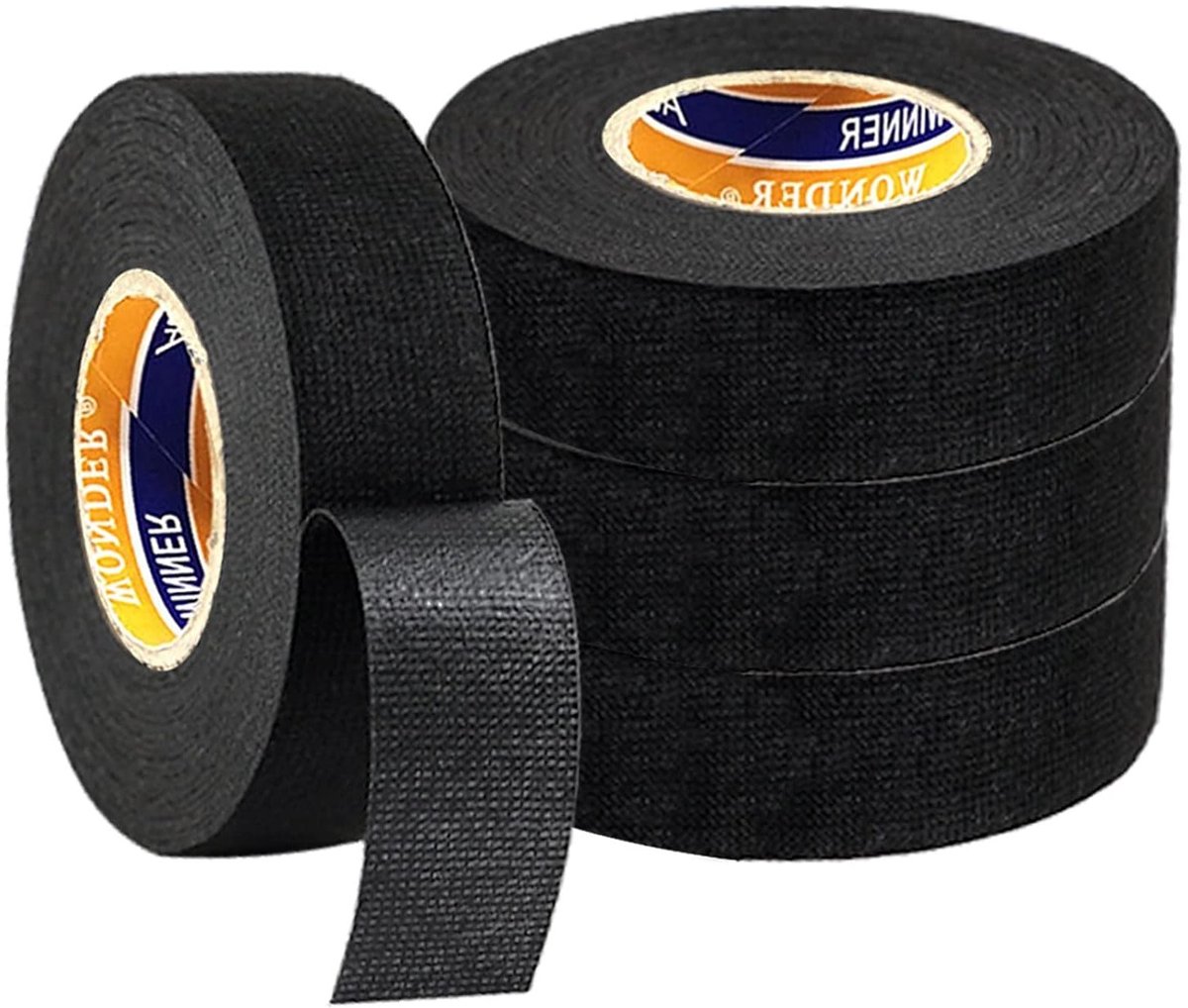 Zwarte Isolatietape voor Elektrische Toepassingen - 4 Stuks, Hoge Temperatuur, 19mm x 15m, Geschikt voor Auto en Circuit