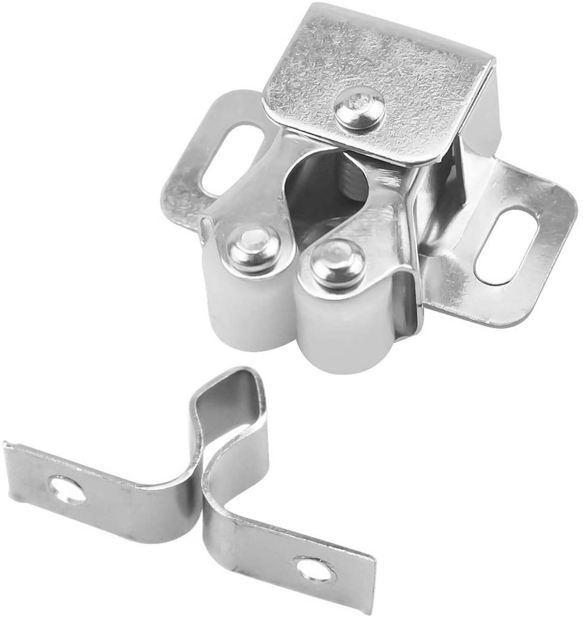 Dailygoods - Dailygoody - Kastdeur Stalen Dubbele Rol - Vergrendelingen voor Keukenkast - Zilver - Sloten en Schroeven - Geschikt voor Badkamerkast - 20 stuks