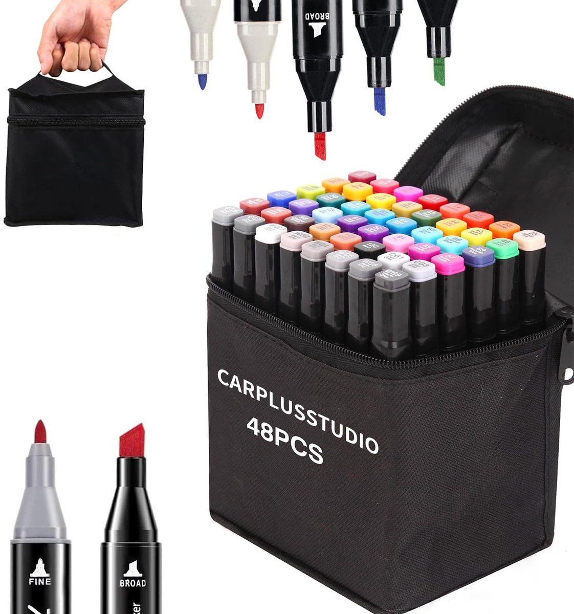 Dailygoods - Dailygoody - Alcohol Marker Set - 48 kleuren alcohol marker - Twin Tip markeerstiften voor manga en design - Ergonomische alcoholstiften - Ideaal voor..