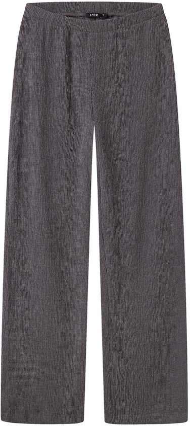 Grijze, wijde broek met kreukeleffect en elastische tailleband.