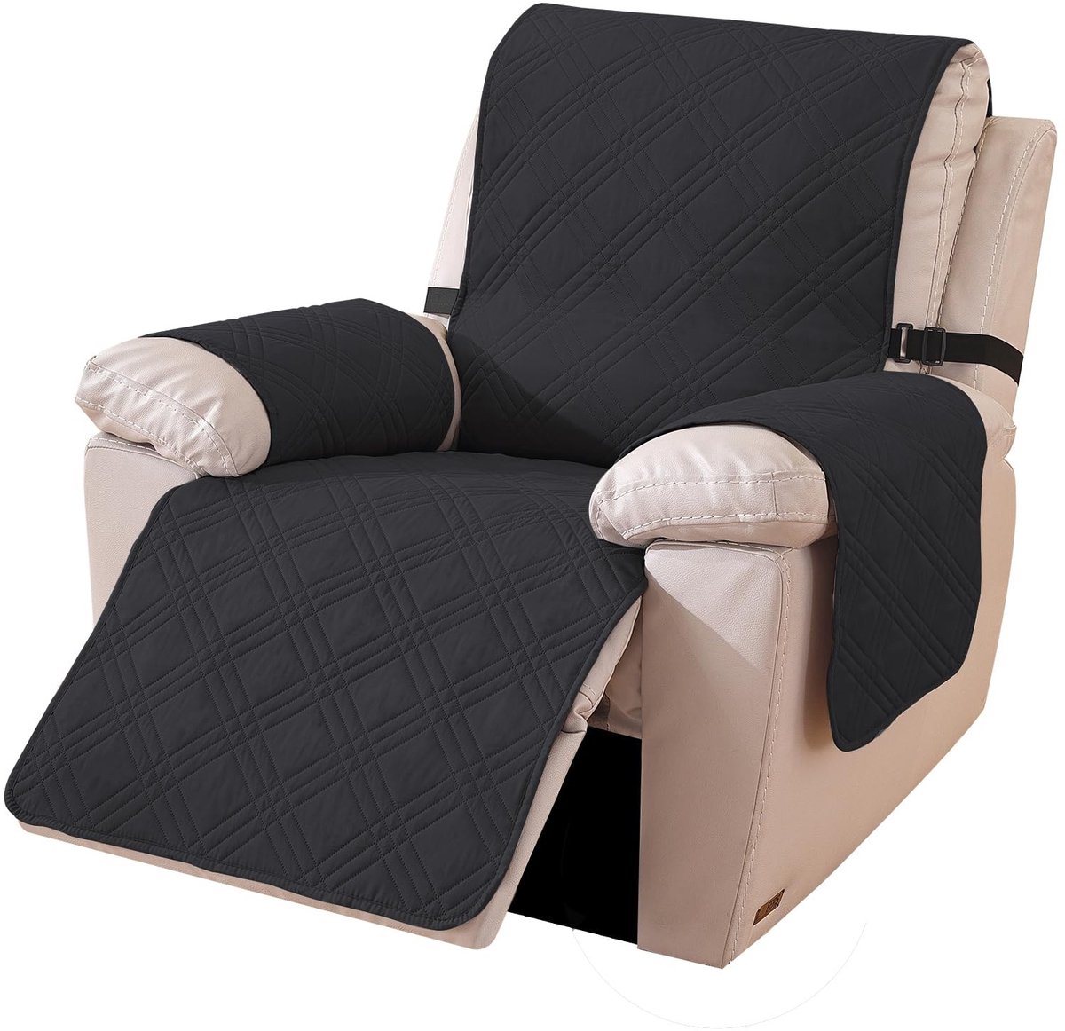 Dailygoods - Dailygoody - Omkeerbare Hoes - Stoelbeschermer - Krasbestendig - Zwart + Khaki - Relaxfauteuil - Geschikt voor Relaxstoel - Groot 1 Plaats