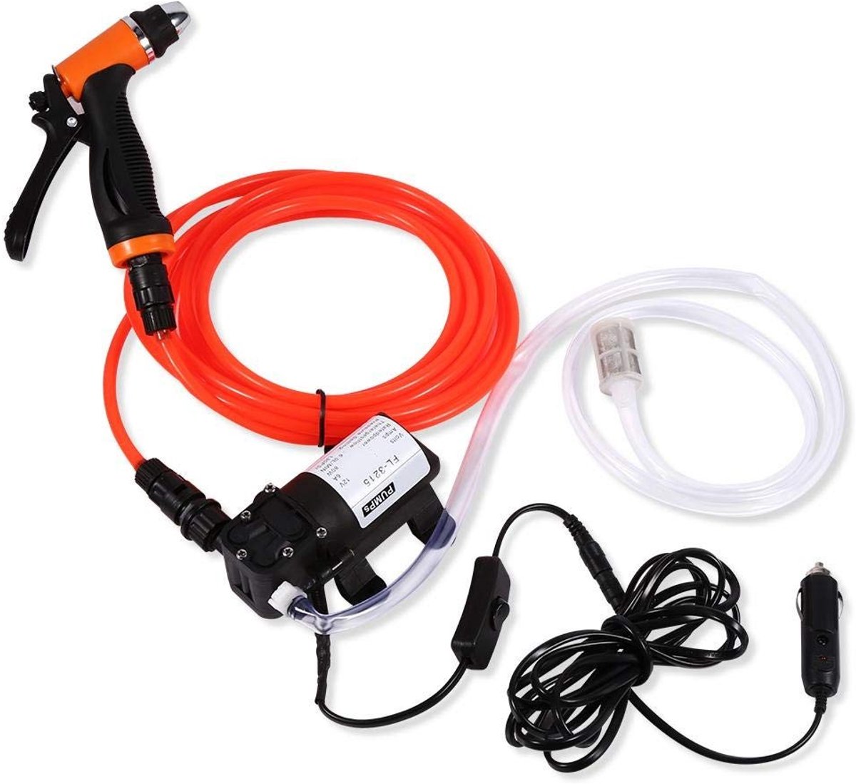 Dailygoods - Dailygoody Draagbare Hogedruk Waterpompreiniger - Autospuit - Eenvoudig in gebruik - 12V - Hogedruk 130 - Perfect voor auto en tuin - Compact fo.
