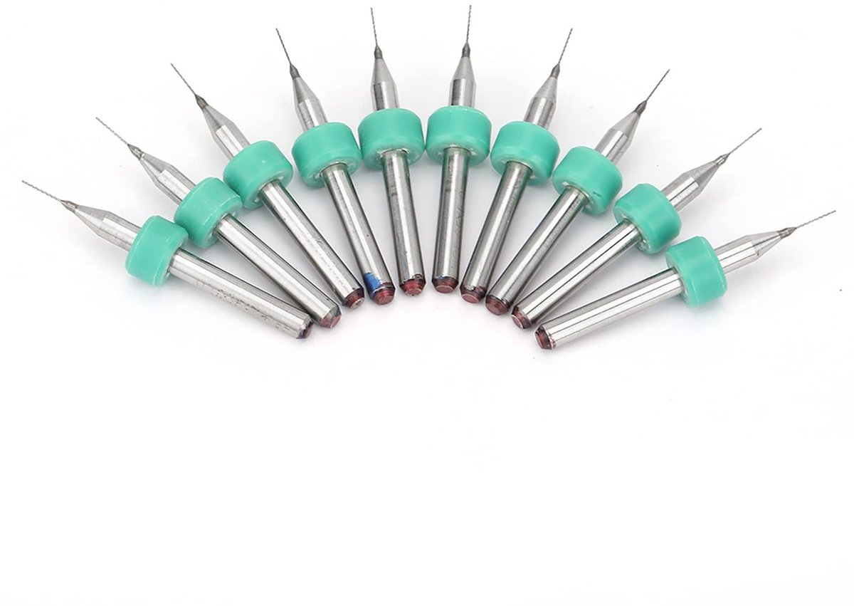 Dailygoods - Dailygoody - Mini Carbide Boorbits - 10 Stuks - Hoog Hardheid - 0.25mm - Geschikt voor PCB en CNC Graveren - Precisie Boor - Professioneel gebrui