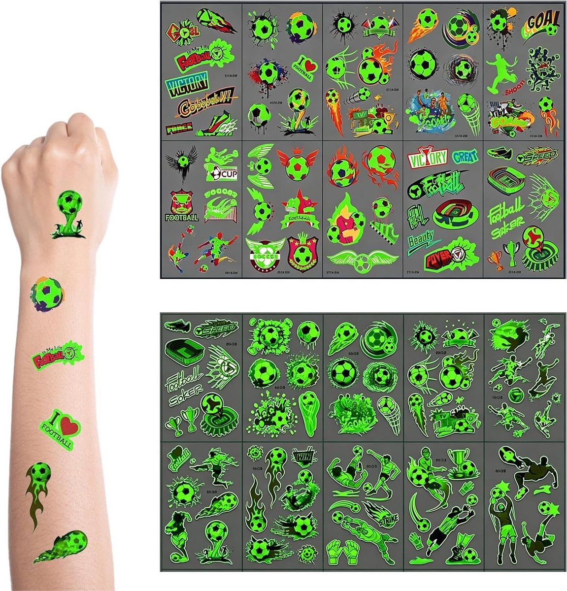 Tijdelijke voetbal tatoeages voor kinderen - 10 stuks voor feestdecoratie en wereldkampioenschap