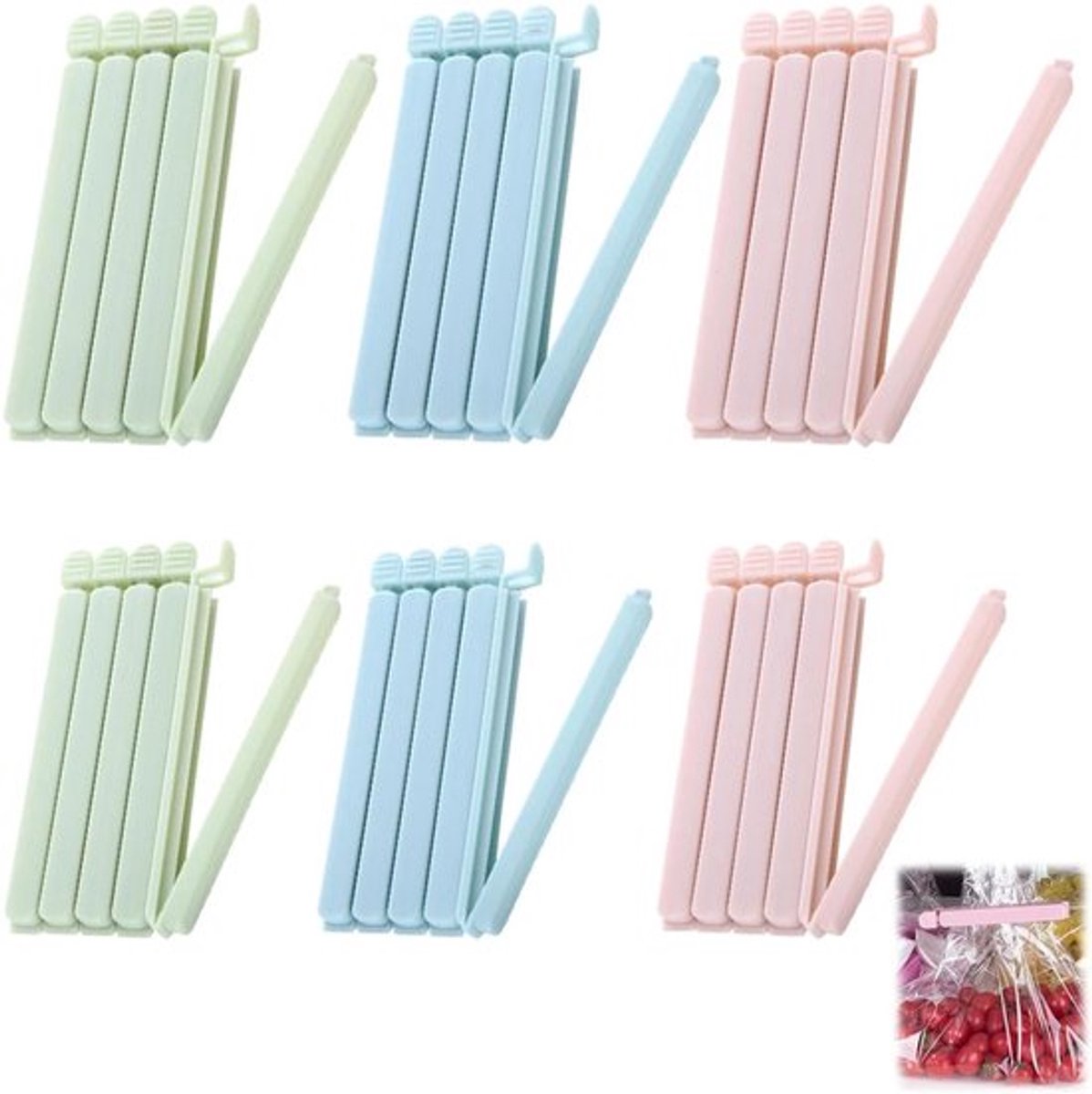 30 keukenclips voor voedsel, 12,5/15 cm, perfect voor diepvriesproducten, snacks, gedroogd fruit, koffie, enz.