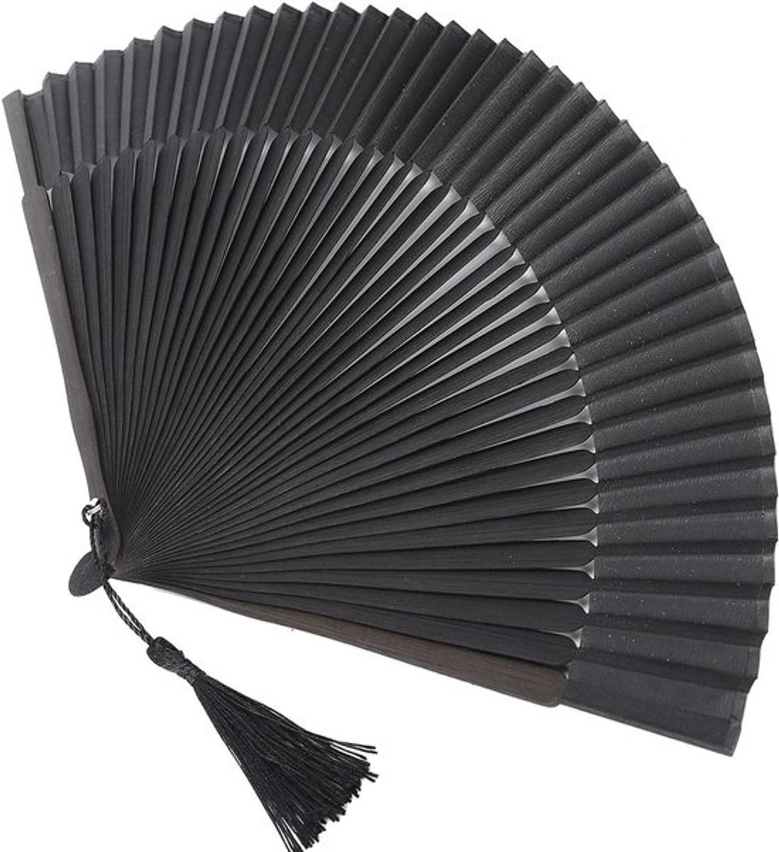 Opvouwbare zijden handventilator - zwart voor feesten cosplay