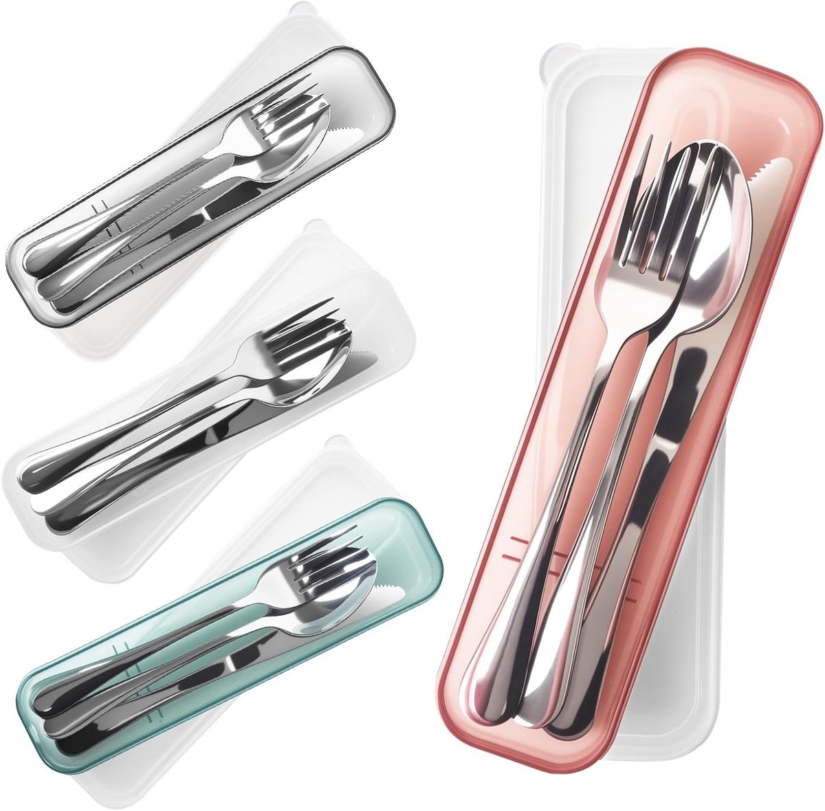 Campingservies Set voor 4 Personen - Roestvrijstalen Bestekset met Etui voor Outdoor, Reis en Vaatwasmachinebestendig, Ideaal voor Kamperen en Picknicken