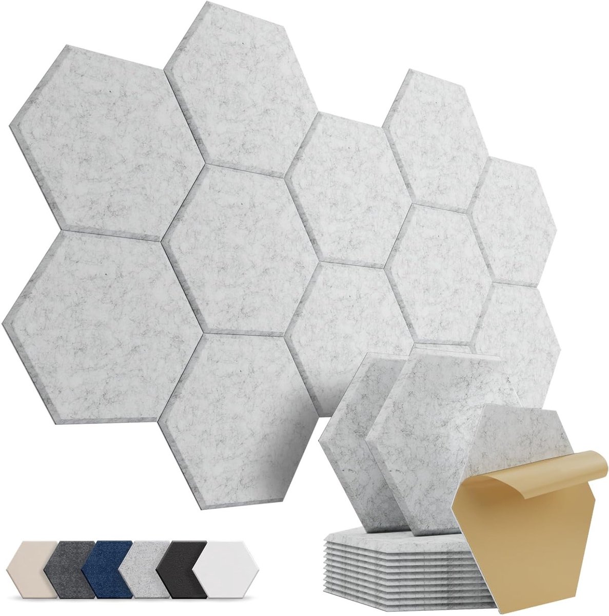 Zelfklevende Geluidsabsorberende Panelen - 12 Stuks Hoogwaardige Akoestische Schuim voor Muur, Plafond en Deurdecoratie (30 x 26 x 1 cm)