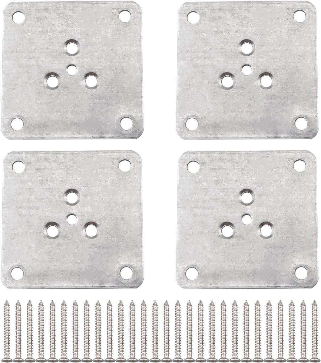 Dailygoods - Dailygoody - Montageplaten - Heavy Duty - Duurzaam en stevig - Zilver - Bevestigingsplaten voor meubels - Perfect voor banken en stoelen - 4 stuks