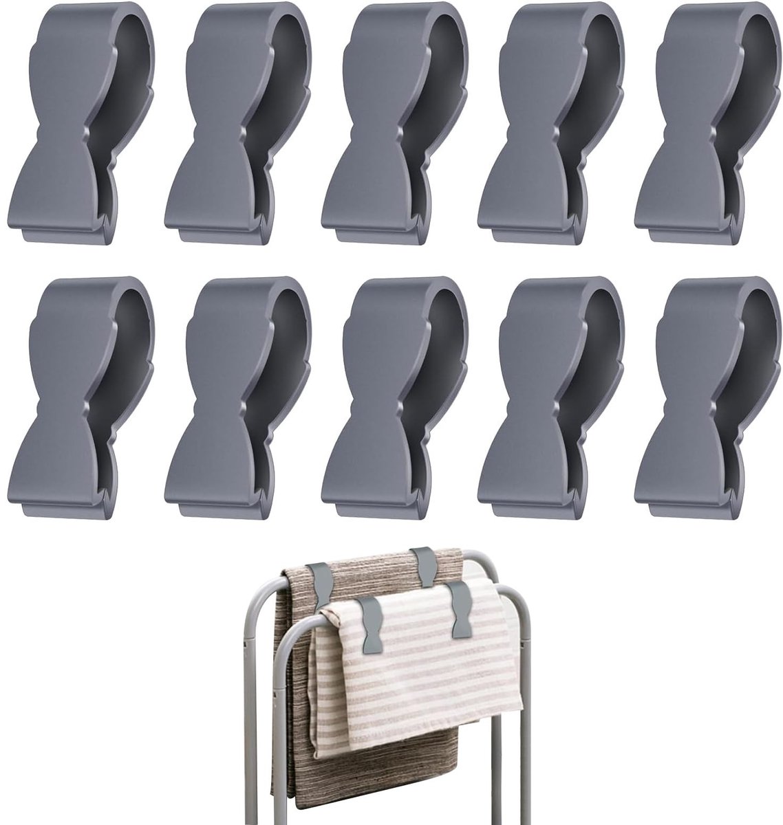 Dailygoods - Dailygoody - Handdoekclips voor keuken - Voorkomt dat de handdoek valt - Grijs - Handig voor in de keuken - Ideaal voor dagelijks gebruik - 4 stuks