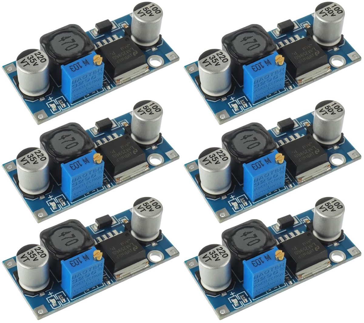 Dailygoods - Dailygoody - DC-DC voedingsadapter - Step down Module - 6 stuks - Buck Converter - Spanningsregelaar - Instelbaar van 1,25-35V - Geschikt voor diverse...