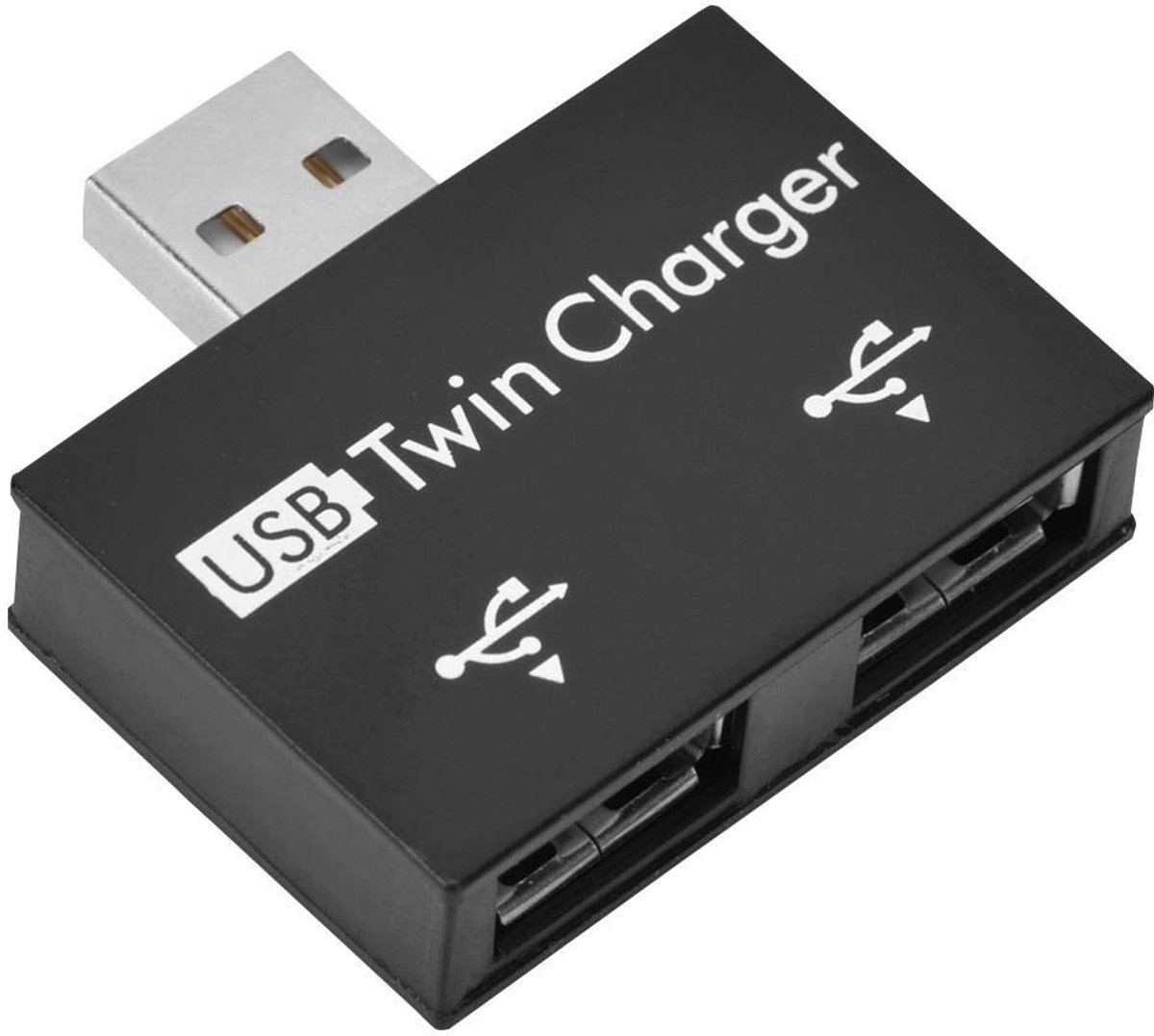 Dailygoods - Dailygoody - USB hub connector - USB splitter - dubbele USB-lader - zwart - USB 2.0 adapter - ideaal voor mobiel gebruik - compact formaat