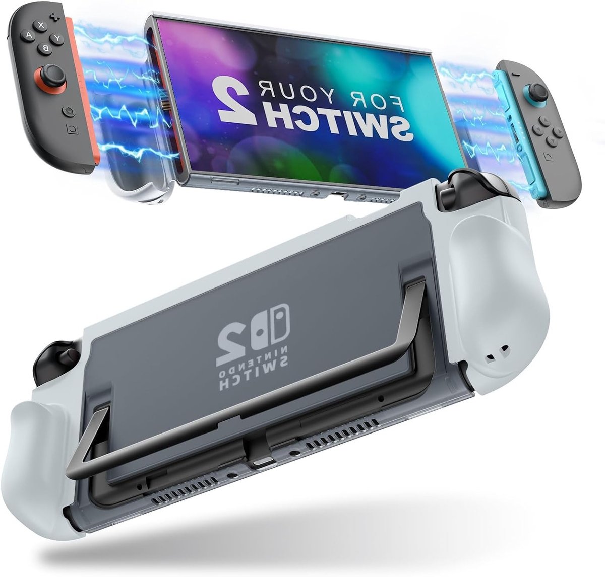 Dockable Case voor Nintendo Switch 2 - TPU Grip Beschermhoes met Snelle Joycon Ontgrendeling, Schokbestendig en Krassenbestendig, Grijs
