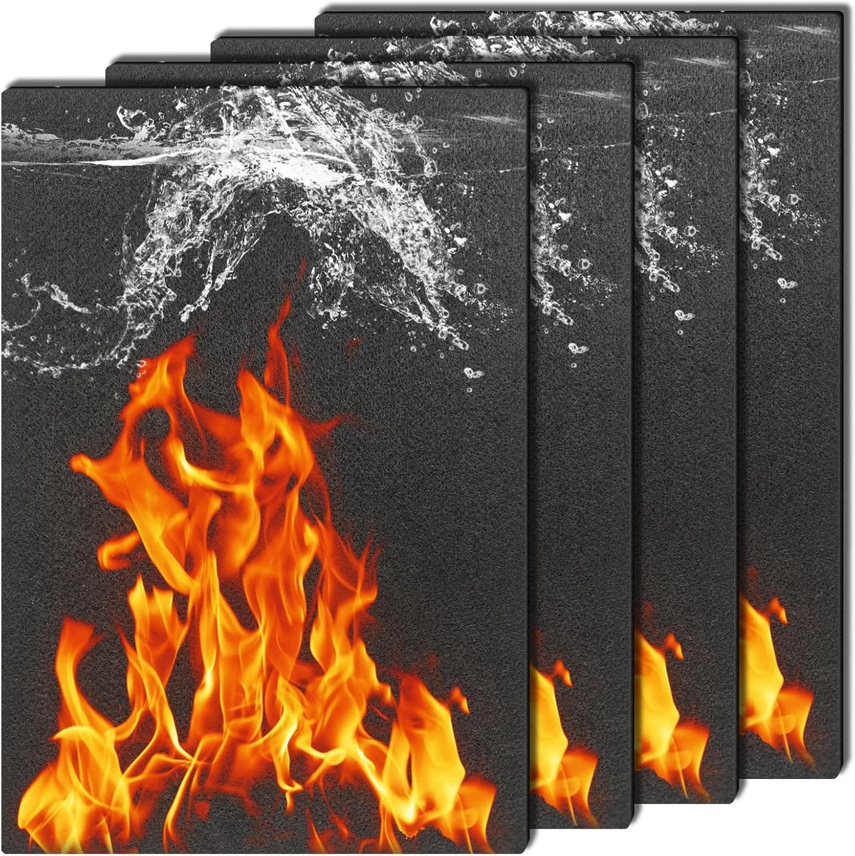 Set van 4 Lasdekens, Vuurvast Mat, 30 x 20 x 0,5 cm, Koolstof Vilt, Hittebestendige Isolatiematten tot 980 graden Celsius, Vlamvertragend Materiaal voor Grill en Kachel