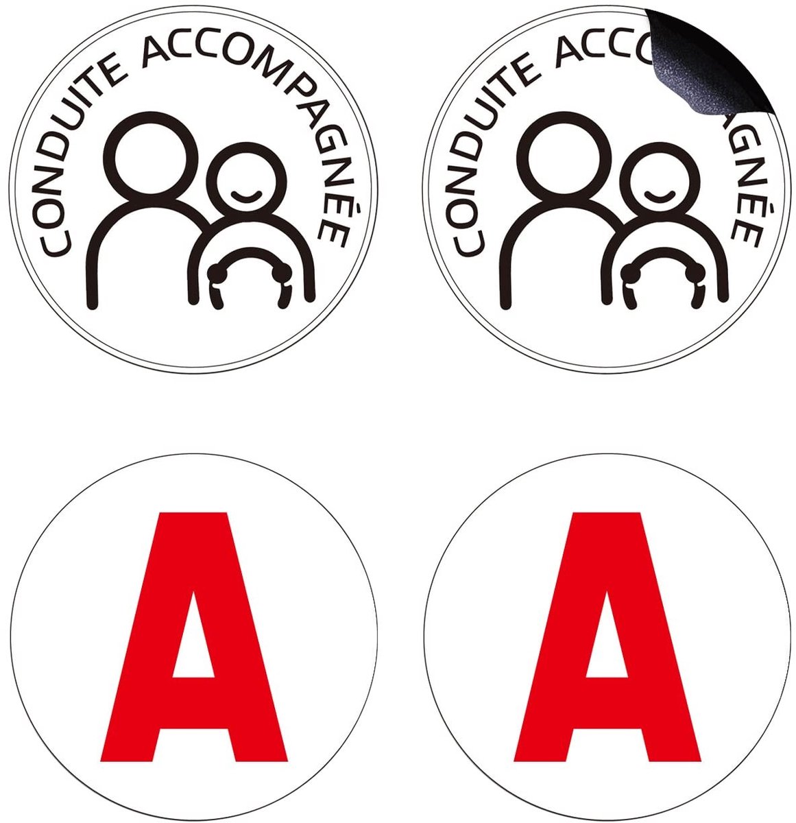 Dailygoody - Magnetische Stickers voor Auto - Waterdicht en Sterk - Rood - Voor Jonge Bestuurders - 4 Stuks - Perfect voor Auto Decoratie