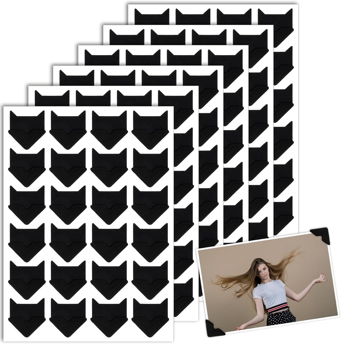 144 Stuks Zelfklevende Fotohoeken voor Fotoalbums en Scrapbooks - Zwarte Hoekstickers voor Foto's, Plakstrips voor Foto's, Decoratieve Hoekjes voor Behoud van Herinneringen