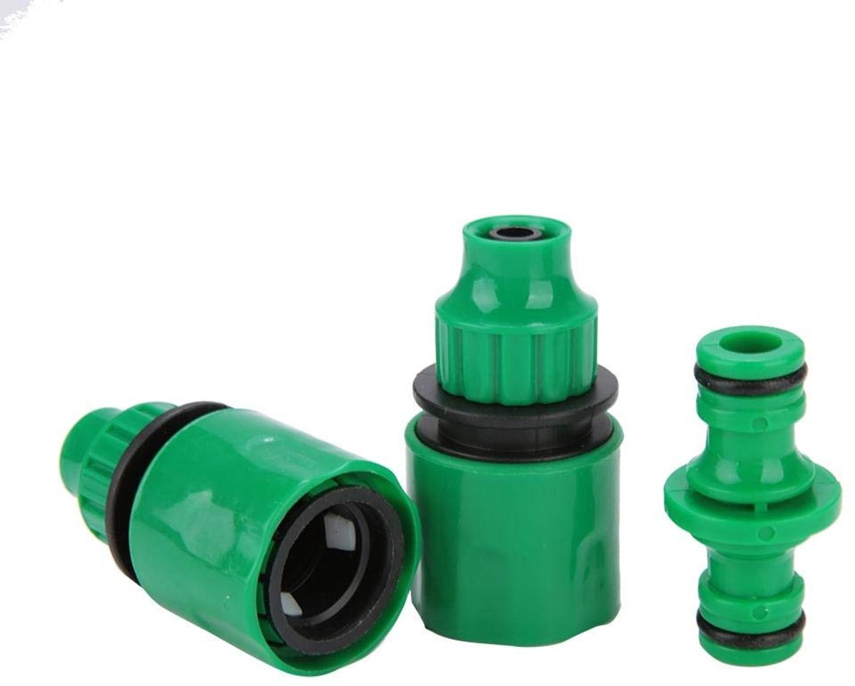 Dailygoods - Dailygoody - Slang Snelkoppeling - Tuinreparatie - Herbruikbare Aansluiting - Kleur Standaard - Irrigatieadapter - Geschikt voor Tuinslangen - 3 Stuks