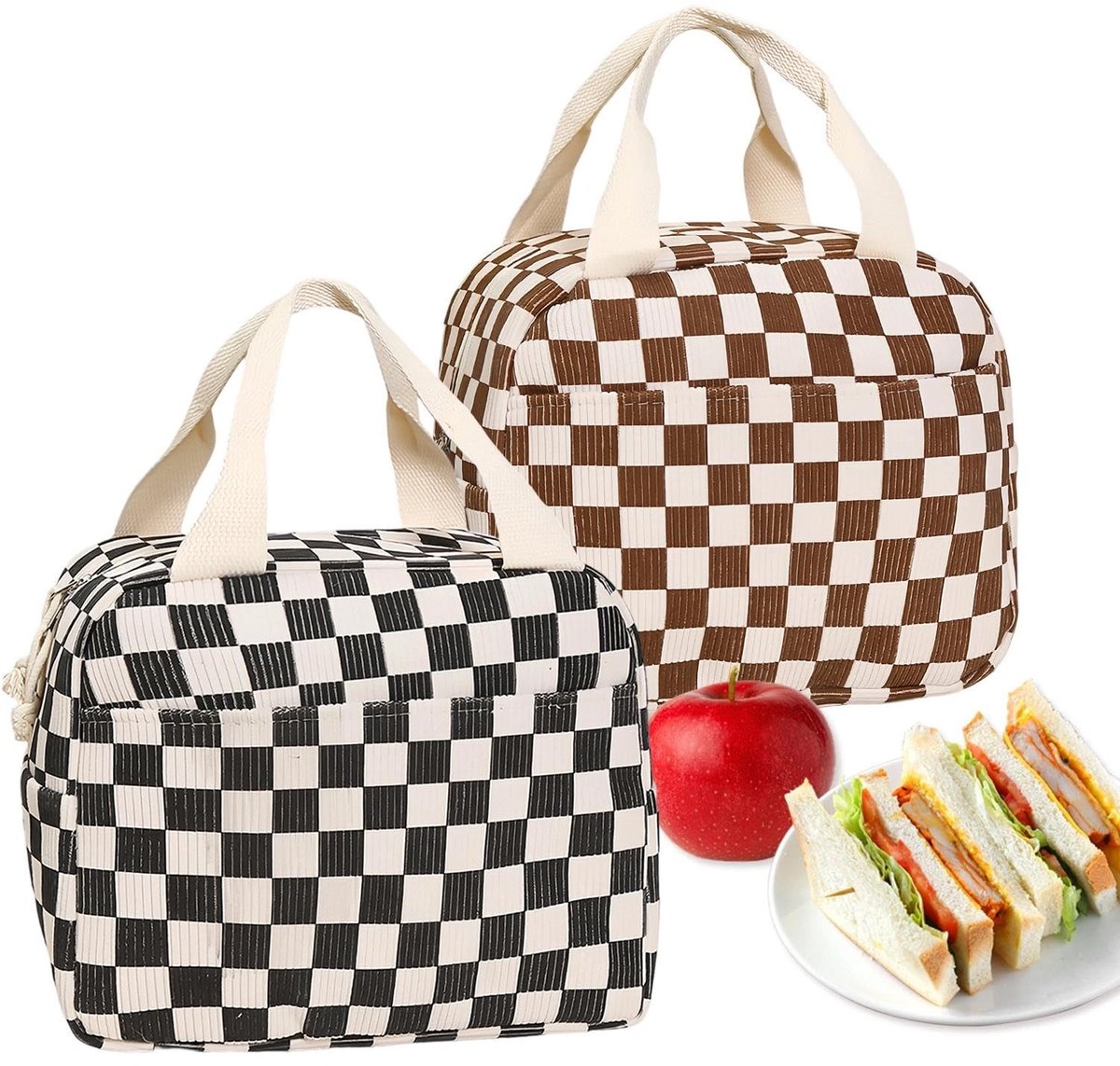 Dailygoods - Geïsoleerde Lunchbox Set van 2 met Zijden Zakjes