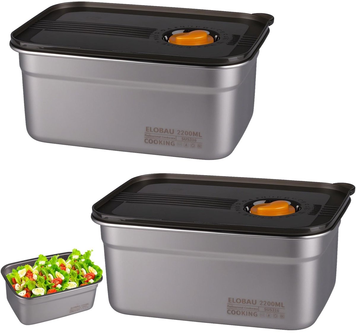 Dailygoods - Cosensi - Dailygoody - Voedselopslagdozen - Stapelbare Snackboxen - Grijs - Duurzaam en Ruimtebesparend - Geschikt voor Koelkast - 2 Stuks