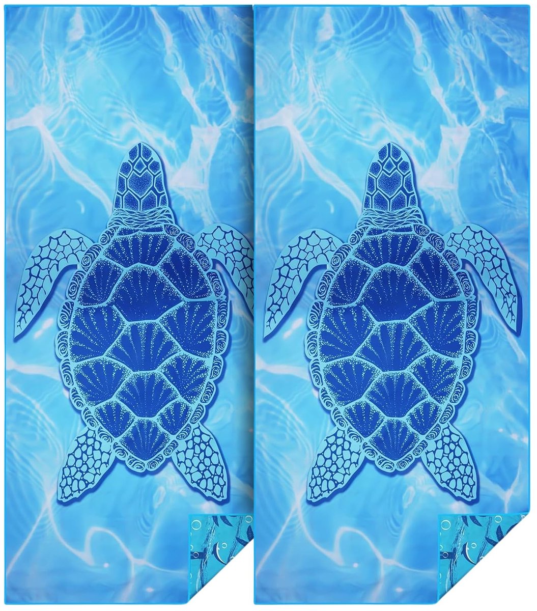 Dailygoody - Microvezel Strandlaken - Extra Groot - Lichtgewicht - 180x80cm - Sneldrogend - Zandvrij - Voor Volwassenen - 2 Stuks - Turtel + Schi
