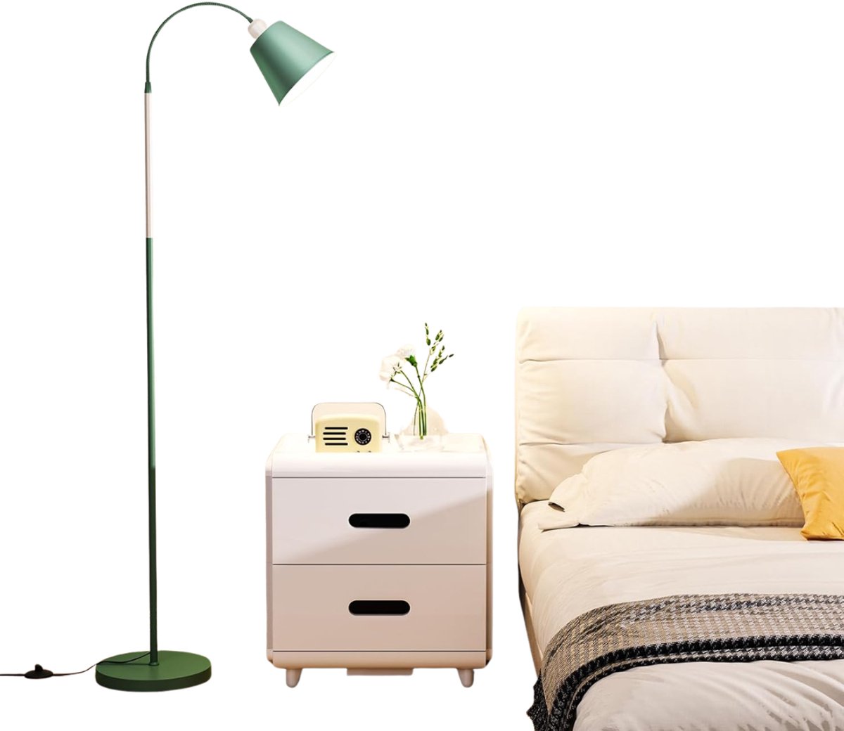 AHD® Booglamp - Vloerlamp - Lampenkap - Booglampen Dimbaar - Booglampen Staand Vloerlamp - Groen - 33cm x 29cm x 18cm
