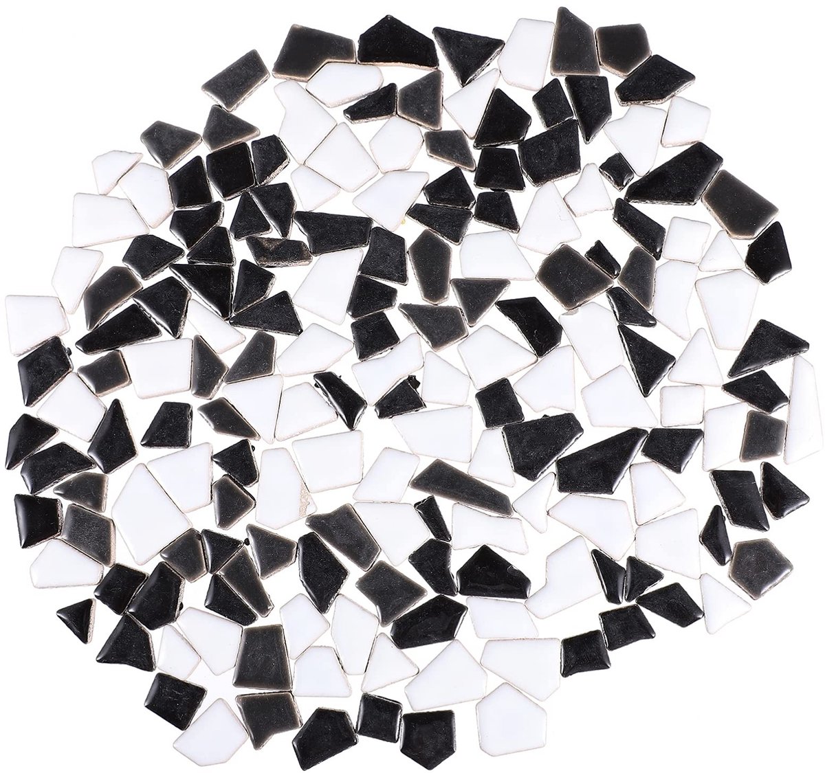 Dailygoods - Dailygoody - Keramische Mozaïektegels - Zwart en Wit - DIY Decoratie - Creatieve Mozaïekprojecten - 200g - Decoratief voor Interieur - Geschikt voor K...