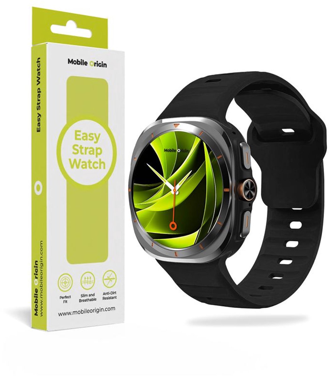 Mobile Origin Banden Voor Galaxy Watch Ultra 47Mm Easy Strap Silicone Zwart