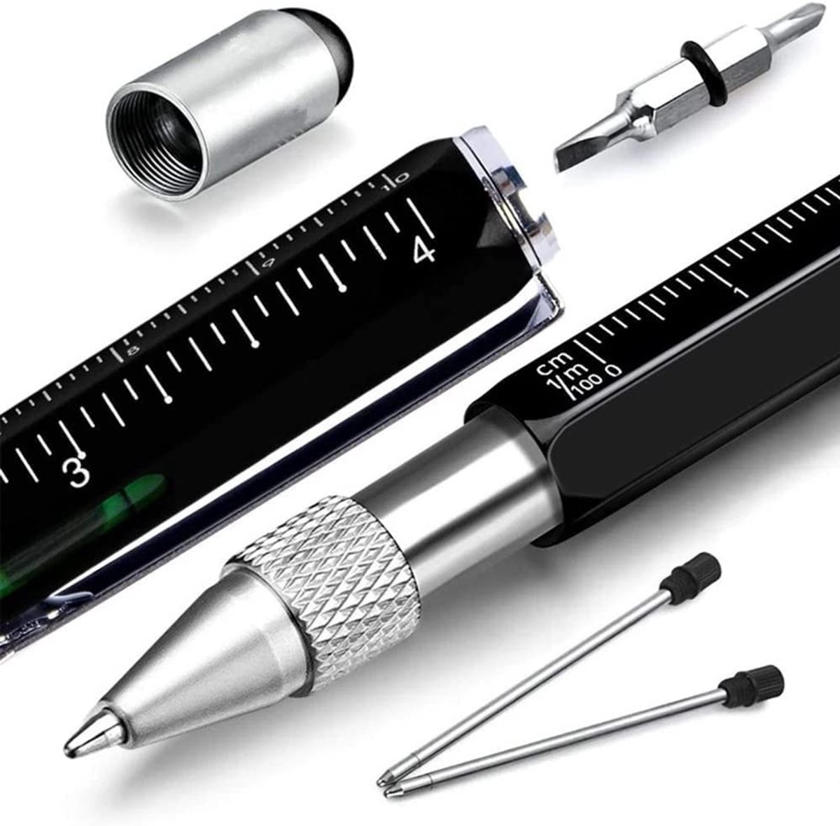 Dailygoody - Multi-tool Pen Zwart - Ballpoint, Schroevendraaier en Meer