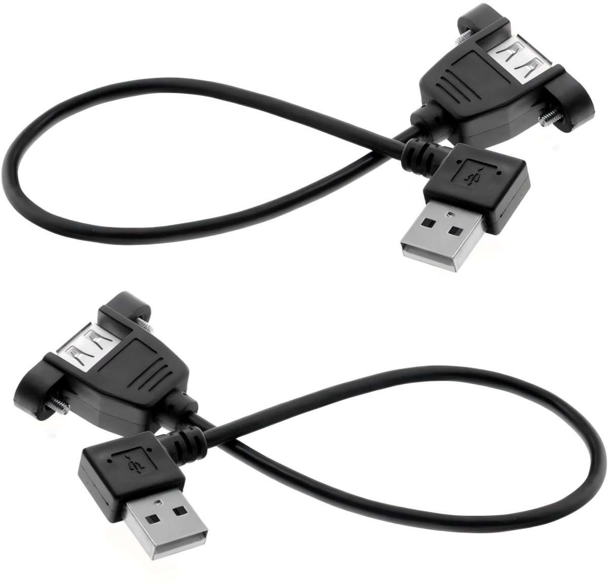 Dailygoody - USB Verlengkabel - 90 Graden - 20 cm - Paneelmontage - Hoge snelheid - Duurzaam materiaal - Geschikt voor computer - Zwart