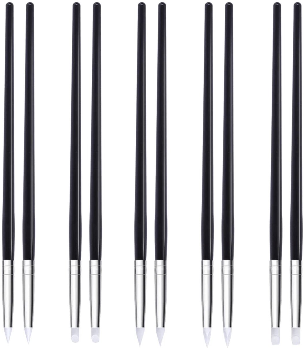Dailygoods - Dailygoody - Professionele borstel met rubberen tip - Creatief modelleren - Zwart - Voor schilderen en klei - Ideaal voor fijne details - Voor kunsten.