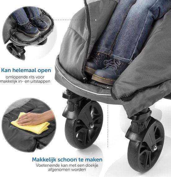Voetenzak Kinderwagen - Winterzak Buggy - Warm Blijven - Wind Waterafstotend - 100 cm - Grijs — afbeelding 2