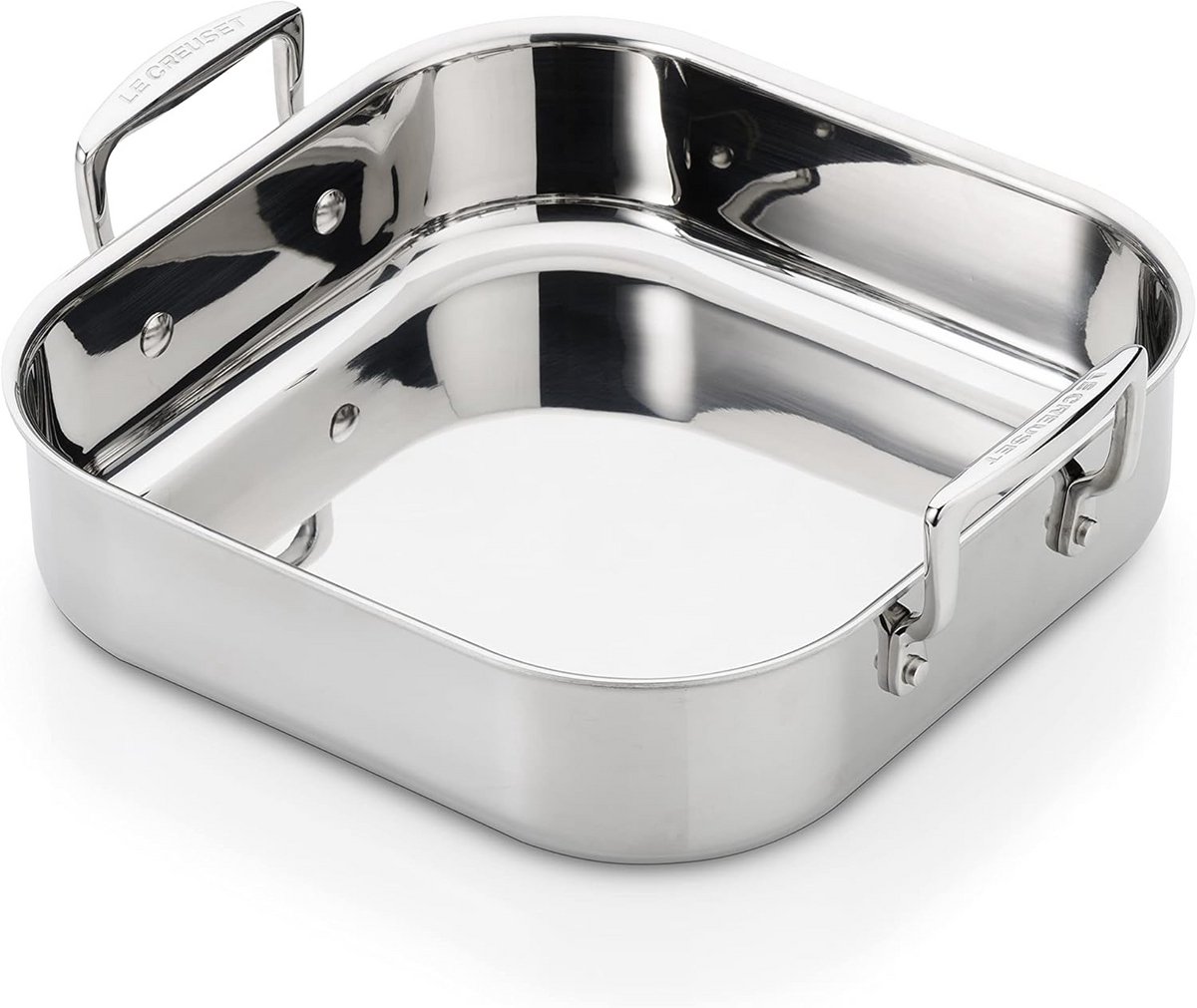 Vierkante braadpan - Ovenschaal RVS - Langzaam garen - Duurzame 3-laags constructie - 26 cm - Zilverkleurig
