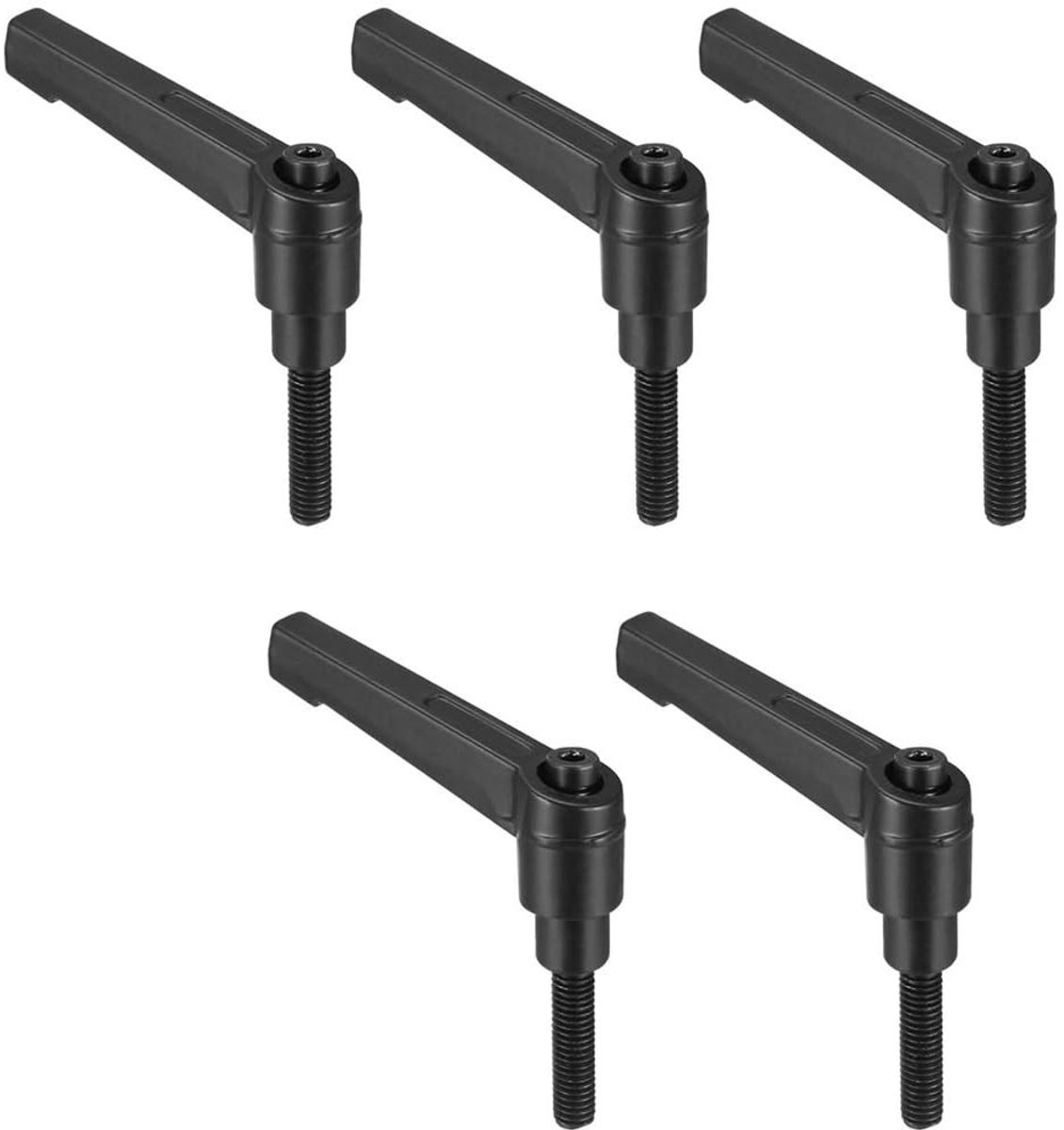 Dailygoods- Klemhendels 5 stuks - Verstelbaar - Snelspanner met drukknop - Aluminiumlegering - Buitendraad bouten - Voor machines en apparatuur - Schroefknoppen